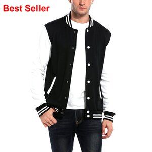 Cotton Varsity Jacket Slim Fit Letterman Bomber Casual Sport
